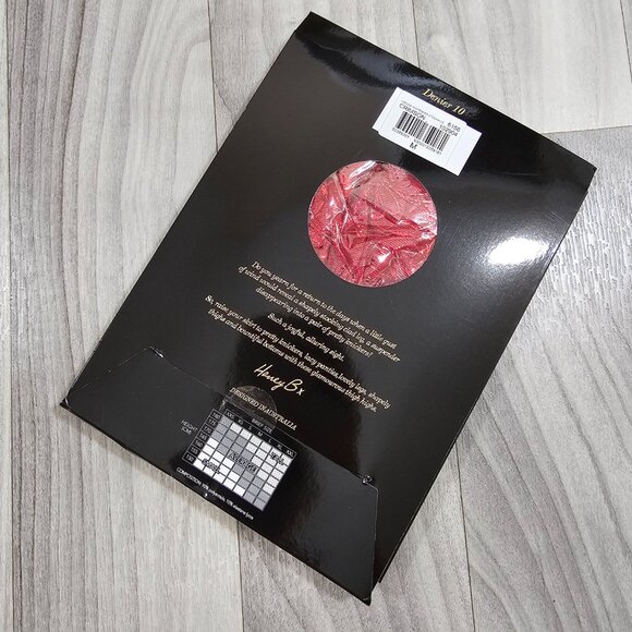 Honey Birdette Azalea Red Thigh Highs Suspender Stockings Hosiery Size M - Picture 2 of 4